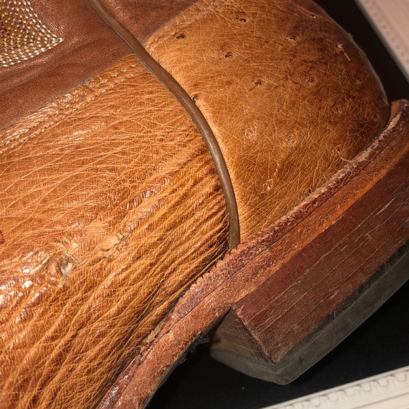 Tony Lama Smooth Ostrich Cowboy Boots - Square Toe - Picture 8 of 8
